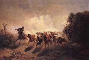 unknow artist Union Drover with Cattle for the Army oil painting reproduction